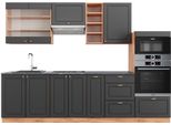 Vicco Cucina Componibile Fame-Line, 280 Cm , Pt Antracite, Antracite Country House/Oro Kraft Oak