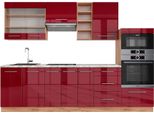 Vicco Cucina Componibile Fame-Line, 280 Cm , Pt Marmo, Bordeaux Lucido/Rovere Dorato