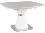 Casa Padrino Tavolo Da Pranzo Bianco Opaco / Argento 120-160 X 120 X H. 76 Cm - Tavolo Da Pranzo Moderno Allungabile Con Piano In Vetro Temperato - Mobili Da Sala Da Pranzo