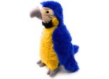 Onwomania Peluche Peluche Pappagallo Ara Uccello Petto Giallo Altezza 23 Cm Blu