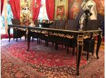 PompööS By Casa Padrino Tavolo Da Pranzo Barocco Con Piano In Vetro Nero/Oro 350 X 120 X H. 80 Cm - Tavolo Da Pranzo Barocco PompööS Disegnato Da Harald GlööCkler