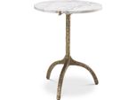 Casa Padrino Tavolino Vintage In Ottone Colorato / Bianco Ø 45 X H. 58,5 Cm - Tavolino In Ottone Con Piano In Marmo - Mobili Soggiorno - Mobili Lusso