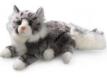 Carl Dick Gatto Maine Coon Grigio-Bianco Sdraiato Ca. 30Cm 3202 Peluche, Peluche, Animale Di Peluche