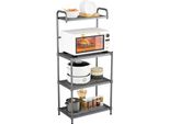 Costway Scaffale Da Cucina A 4 Livelli Per Microonde, Scaffale Per Microonde Con Ripiani Regolabili, Supporto Per Microonde Con Struttura In Metallo, Scaffale Da Cucina Autoportante, Scaffale Domestico Autoportante