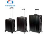 Set Di 3 Valigie Da Viaggio - Valigia In Policarbonato Rigido In Alluminio Trolley Da Viaggio Per Le Vacanze Travelhouse London - Set Di Valigie S+M+L, Nero