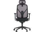 Sedia Girevole Ergonomica Da Ufficio Larck, Base In Nylon, Braccioli Regolabili, Poggiatesta, Schienale E Supporto Lombare, Estensione Del Sedile, Nero
