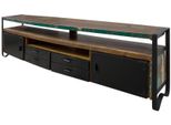 MASSIVMOEBEL24 | Mobile Tv In Legno Di Legno Riciclato 238X43X70 Multicolore Laccato Industrial #107