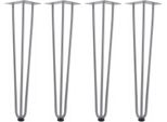 Zelsius Set Di 4 Gambe Per Tavolo In Acciaio, (H) 60 Cm, Grigio, 3 Montanti