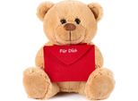 Brubaker Orsacchiotto Di Peluche Con Busta Rossa - Per Te - 25 Cm - Orsacchiotto Di Peluche - Marrone Chiaro