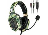 Onikuma PS4 Cuffie Da Gioco Xbox One, Microfono A Cancellazione Di Rumore Per Nintendo Switch, Xbox One S, Pc, Smartphone, Laptop, Computer (K8 Camouflage)