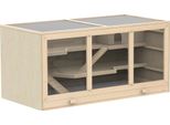 Pawhut Gabbia Per Criceti Gabbia Per Roditori Gabbia Per Topi In Legno Con Scale Gabbia Per Piccoli Animali Villa Per Roditori A Tre Piani In Pvc Legno Naturale 115 X 57 X 55 Cm