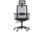 Sedia Girevole Ergonomica Da Ufficio Cutler, Base In Nylon, Braccioli Regolabili, Poggiatesta E Supporto Lombare, Nero