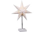 Lampada Da Tavolo Led Stella Di Carta Bianca - 35 Cm - Decorazione Da Tavolo Stella Di Natale A Batteria Con Funzione Timer