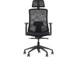 Sedia Girevole Ergonomica Da Ufficio Morton, Base In Nylon, Braccioli Regolabili, Poggiatesta E Supporto Lombare, Estensione Del Sedile, Meccanismo Di Auto-Bilanciamento, Nero