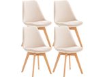 Clp Set Di 4 Sedie Da Pranzo Linares Con Struttura In Legno Di Faggio, Velluto Beige