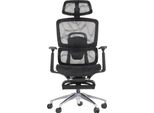 Sedia Girevole Ergonomica Da Ufficio Ergonew A1F, Base In Alluminio, Braccioli Regolabili, Poggiatesta, Supporto Lombare E Poggiapiedi, Estensione Del Sedile, Nero