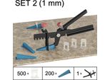 Sistema Di Livellamento Delle Piastrelle Aiuto Alla Posa Sistema Di Piani Per Piastrelle, Set 2, 500 Clip, 200 Cunei, Pinze, 1 Mm