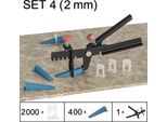 Sistema Di Livellamento Delle Piastrelle Aiuto Alla Posa Sistema Di Piani Per Piastrelle, Set 4, 2000 Clip, 400 Cunei, Pinze, 2 Mm