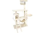 Tiragraffi Wiltec In Beige/Bianco Alto 141 Cm, Albero Per Gatti Con Sisal, Tiragraffi Per Gatti Con Casetta Per Gatti, Tappetino Per Appendere E Abbeveratoio, Albero Da Arrampicata Per Gatti