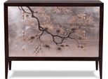 Casa Padrino Cassettiera Art Deco Marrone Scuro / Multicolore 120 X 49 X H. 94 Cm - Nobile Cassettiera In Mogano Con 3 Cassetti Ed Elegante Design Giapponese - Mobili