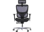 Sedia Girevole Ergonomica Da Ufficio Ergonew S1A, Base In Alluminio, Braccioli Regolabili, Poggiatesta, Seduta E Schienale Regolabili, Nero