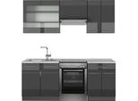 Vicco Cucina Componibile Fame-Line, 200 Cm , Pl Marmo, Antracite Lucido/Antracite
