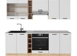 Vicco Cucina Componibile Fame-Line, 235 Cm , Pl Marmo, Bianco Casa Di Campagna/Quercia Dorata