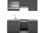 Vicco Cucina Componibile Fame-Line, 200 Cm , Pl Marmo, Grigio Scuro/Antracite