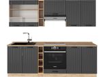 Vicco Cucina Componibile Fame-Line, 235 Cm , Pl Rovere, Grigio Scuro/Quercia Dorata