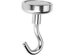 1 Pezzo - Magnete A Gancio Piccolo | Gancio Magnetico Super Forte [Ø 20Mm - 12Kg] | Magnete Per Pentole Al Neodimio Con Gancio | Magnete Per Frigorifero Con Filettatura M4 | Morsetto Magnetico Per Cucina, Bagno, Garage, Cantina