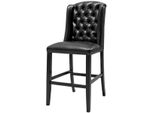Casa Padrino Sgabello Chesterfield In Vera Pelle Nero 75 X 65 X H. 106 Cm - Sgabello Da Bar In Legno Massiccio Con Pelle Di Bufalo - Chesterfield Bar Furniture