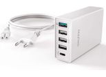 Stazione Di Ricarica 5 Volte Qualcomm Quick Charge 3.0 Usb + USB-C 8A Bianco