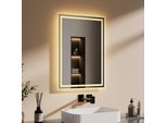 Emke Specchio Da Bagno A Led 50X70Cm Specchio Da Bagno Con Illuminazione Luce Bianca Calda Specchio Da Parete Con Funzione Di Memoria Specchio Per Il Trucco IP44 Specchio Illuminato A Risparmio Energetico