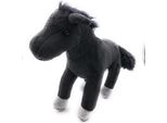 Onwomania Peluche In Tessuto Animale Cavallo Nero In Piedi 25 Cm