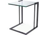 Tavolino Casa Padrino Color Bronzo 45 X 45,5 X H. 56,5 Cm - Tavolino In Acciaio Inox Con Piano In Vetro - Mobili Per Il Soggiorno