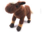 Onwomania Peluche In Tessuto Animale Cavallo Marrone In Piedi Comtois 26 Cm