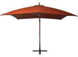 Vidaxl Ombrellone Semaforo Con Palo Terracotta 3X3 M In Legno Massiccio Di Abete
