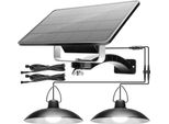 Bianco-1 Pannello Solare Su 2 Lampada-Ddp Led Sensore Solare Luce A Sospensione, IP65 Impermeabile Luce Esterna Lampade Solari, Illuminazione Da Giardino, Illuminazione A Sospensione Per Negozio Esterno Cortile,