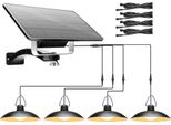 Bianco Caldo 1 Pannello Solare Su 4 Lampade Ddp Led Sensore Solare Luce A Sospensione, IP65 Impermeabile Luce Esterna Lampade Solari, Illuminazione Giardino, Luce A Sospensione Illuminazione Per Negozio Esterno Cortile,