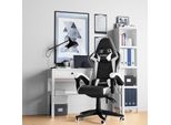 Sedia Da Ufficio Bigzzia, Sedia Da Gioco, Sedia Ergonomica Per Computer, Sedia Da Scrivania, Sedia Girevole Con Cuscino, Fino A 110 Kg, Bianco