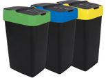 Cestino Per Rifiuti Con Coperchio Basculante - Set Di 3 - 60 Litri - Ogni Colore 1X - Cestino Per Rifiuti Cestino Per Rifiuti Raccoglitore Di Rifiuti