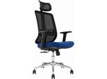Casa Dolce Amera Sedia Da Ufficio, 61X58X115-131 Cm, Plastica E Rete, Regolabile In Altezza, Nero E Blu, Con Braccioli
