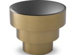 Tavolino Casa Padrino Color Ottone / Nero Ø 55 X H. 44,5 Cm - Tavolino Rotondo In Acciaio Inox Con Piano In Vetro - Mobili Soggiorno - Mobili