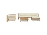 Syfax™ Set Salotto Da Giardino 6Pz Con Cuscini Bianco Crema In Bambù
