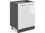 Vicco Mobiletto Base Cucina R-Line, 60 Cm Senza Piano Di Lavoro, Bianco Lucido/Antracite
