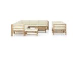 Syfax™ Set Salotto Da Giardino 10Pz Con Cuscini Bianco Crema In Bambù