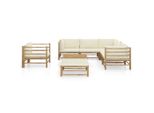 Syfax™ Set Divani Da Giardino 8 Pz Con Cuscini Bianco Crema In Bambù