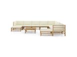 Syfax™ Set Salotto Da Giardino 11Pz Con Cuscini Bianco Crema In Bambù