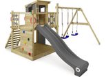 Wickey Torre Gioco Arrampicata Smart Camp Con Altalena E Scivolo, Casa Sull'albero Con Sabbiera, Scala Di Arrampicata E Accessori Da Gioco - Antracite