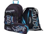 Baagl Set Zaino Scuola Ragazzi 3 Pezzi, Zaino Scuola Dalla 3A Elementare, Cartella Scuola Primaria Per Ragazzi Con Fascia Toracica, Zaino Scuola Ergonomico (Skate Bluelight)